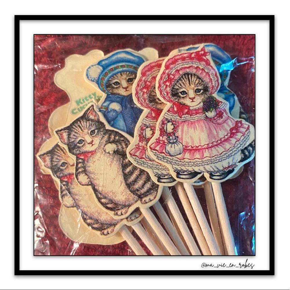Vintage Kitten Party Toothpicks! 🧶